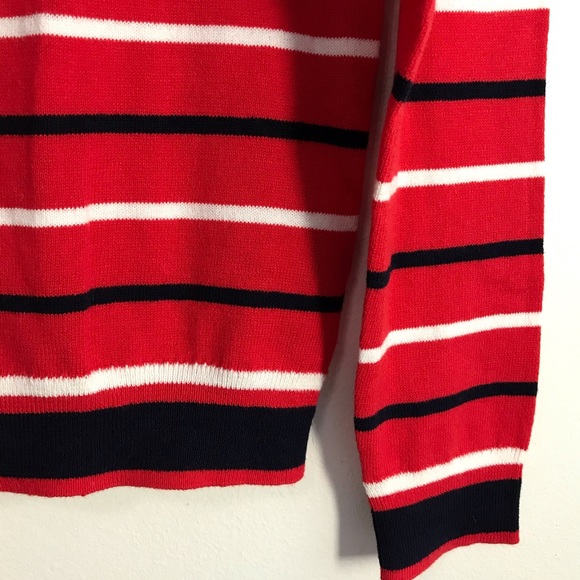 🆕 J. Crew Crewneck Red Sweater with Stripes. NWT - Picture 5 of 7